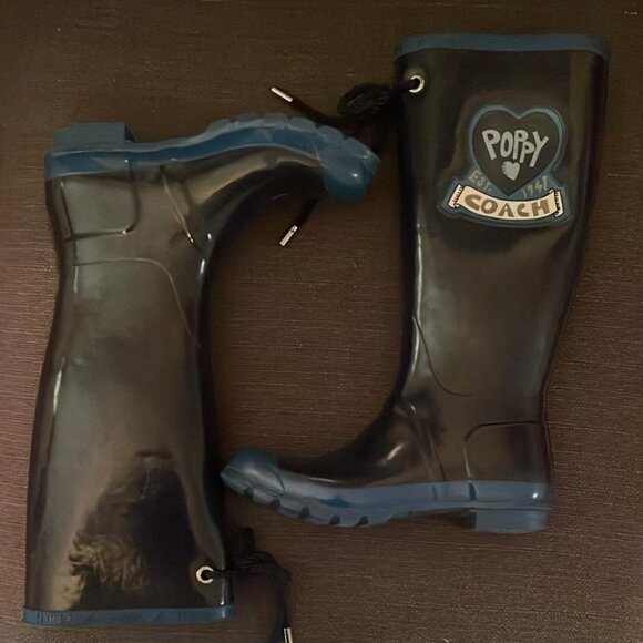 Coach Poppy Rain Boots - Size 9 - Picture 2 of 9